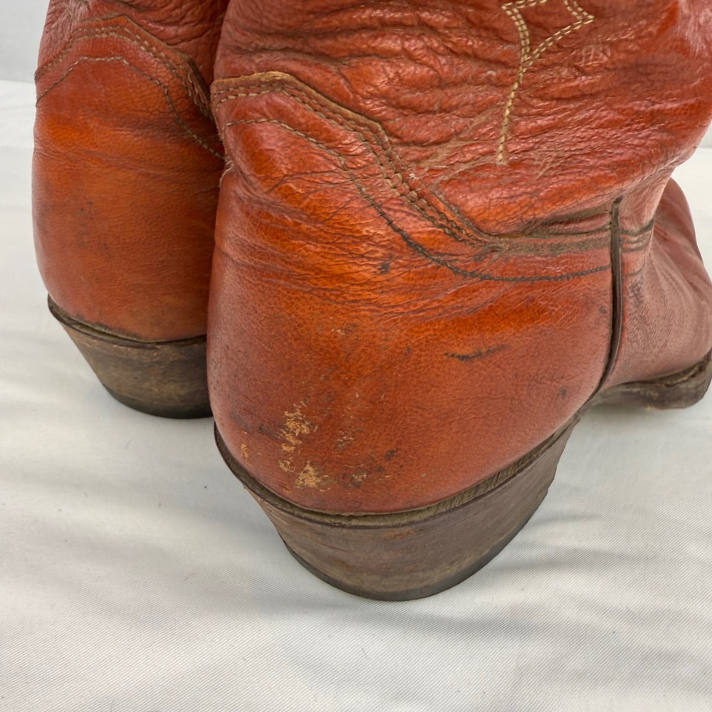 Justin Vintage Mens Cowboy Boots Reddish Brown Leather Western Pointed Toe 9D - Picture 7 of 12